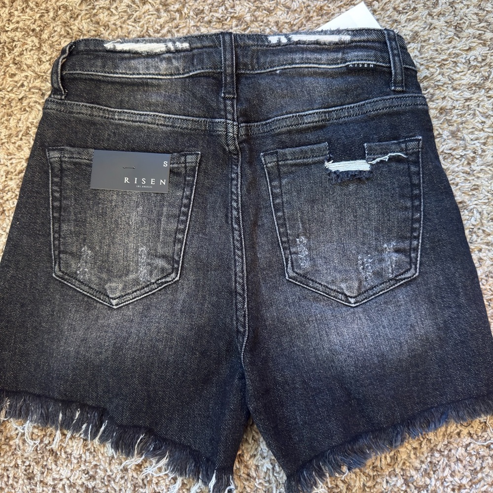 NWT black RISEN Jean shorts size small - Picture 2 of 2